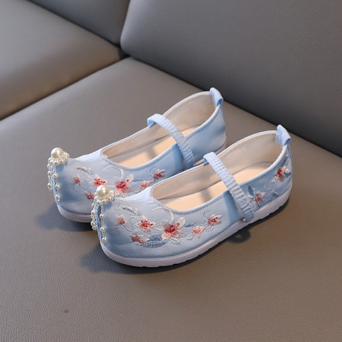 Girls Hanfu fairy shoes for kids Embroidered soft soles princess stage performance shoes film anime cosplay old Beijing clothing dancing shoes for children